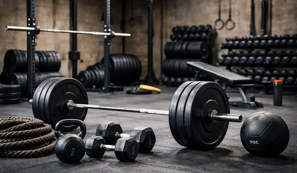 Fully equipped fitness zone with modern gym equipment at Prestige Mysore Road clubhouse, Bidadi
