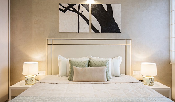 Luxury master bedroom with large windows and natural light at Prestige Mysore Road, Bidadi
