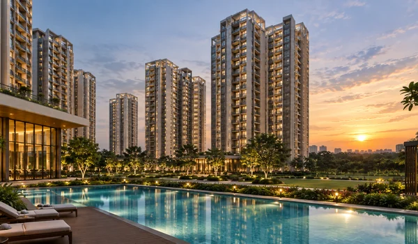 Aerial rendering of Prestige Mysore Road — 139-acre mixed-use township at Bidadi, Mysore Road, West Bangalore